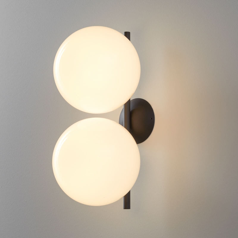 Applique murale IC C/W1 Double en verre, noir et blanc, 2 lumières, Ø 20 cm