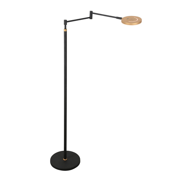 Lampadaire noir Soleil 3515GO avec détails dorés – batterie rechargeable et bras orientable