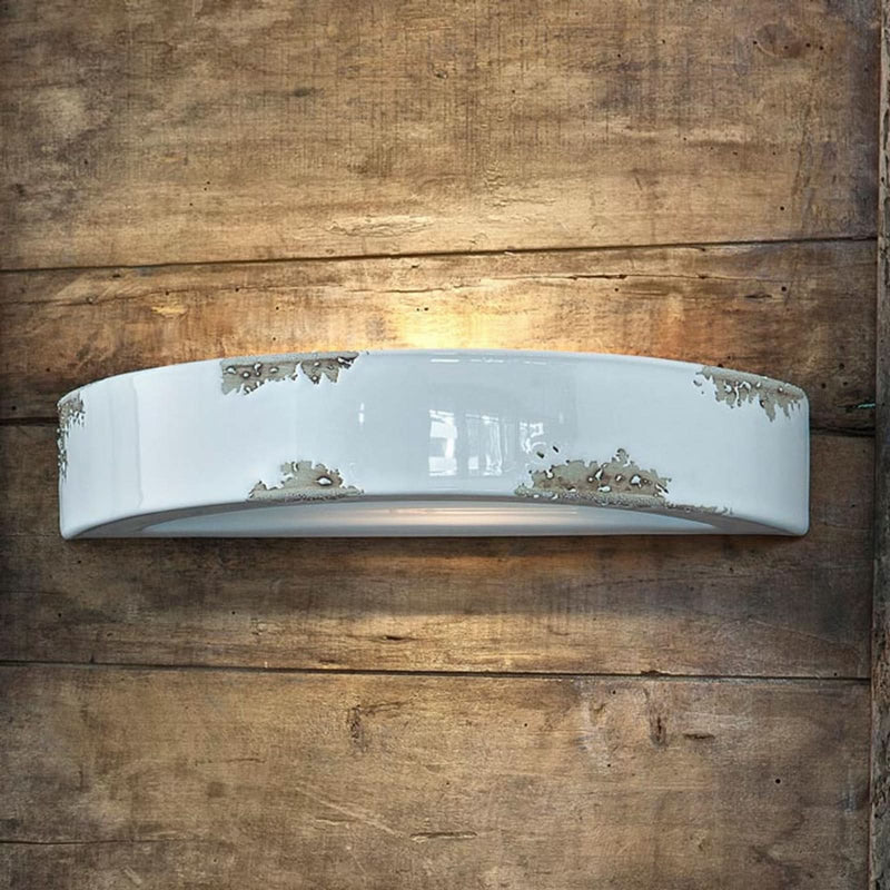 Applique murale C603 en verre, blanc, hauteur 7 cm