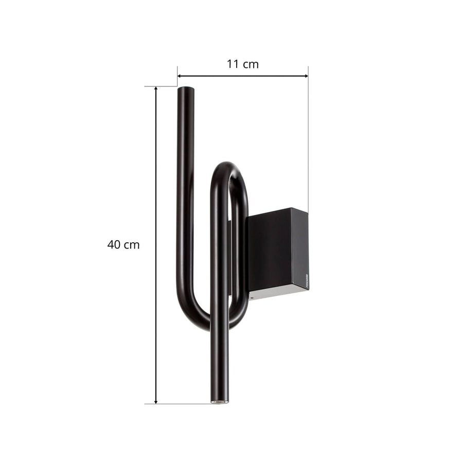 Applique murale LED Tobia en métal, noir, hauteur 40 cm