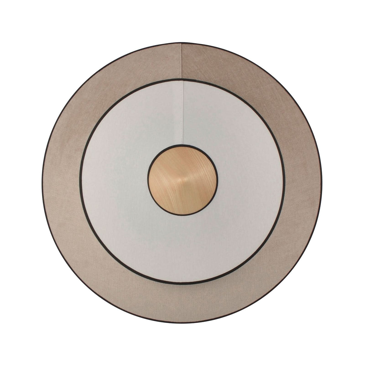 Applique murale LED Cymbal S en velours, beige et bois, Ø 34 cm