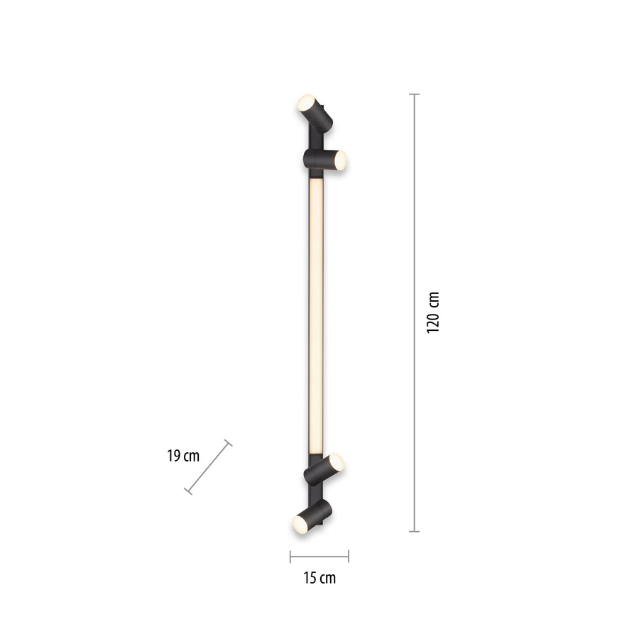 Plafonnier Pure-Lines anthracite, L 19 cm