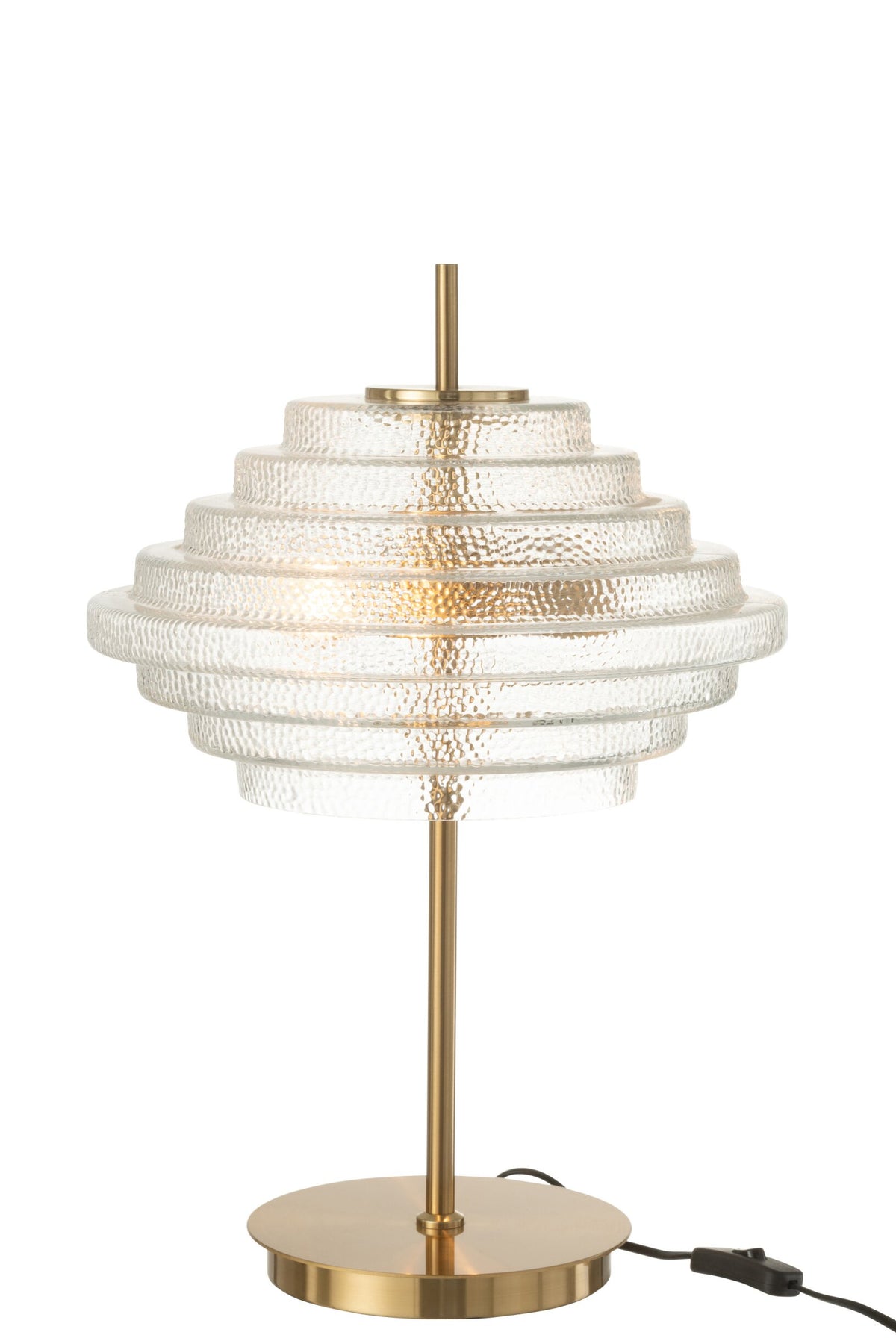 Lampe à poser LED en verre à étages et métal doré, H 36 cm