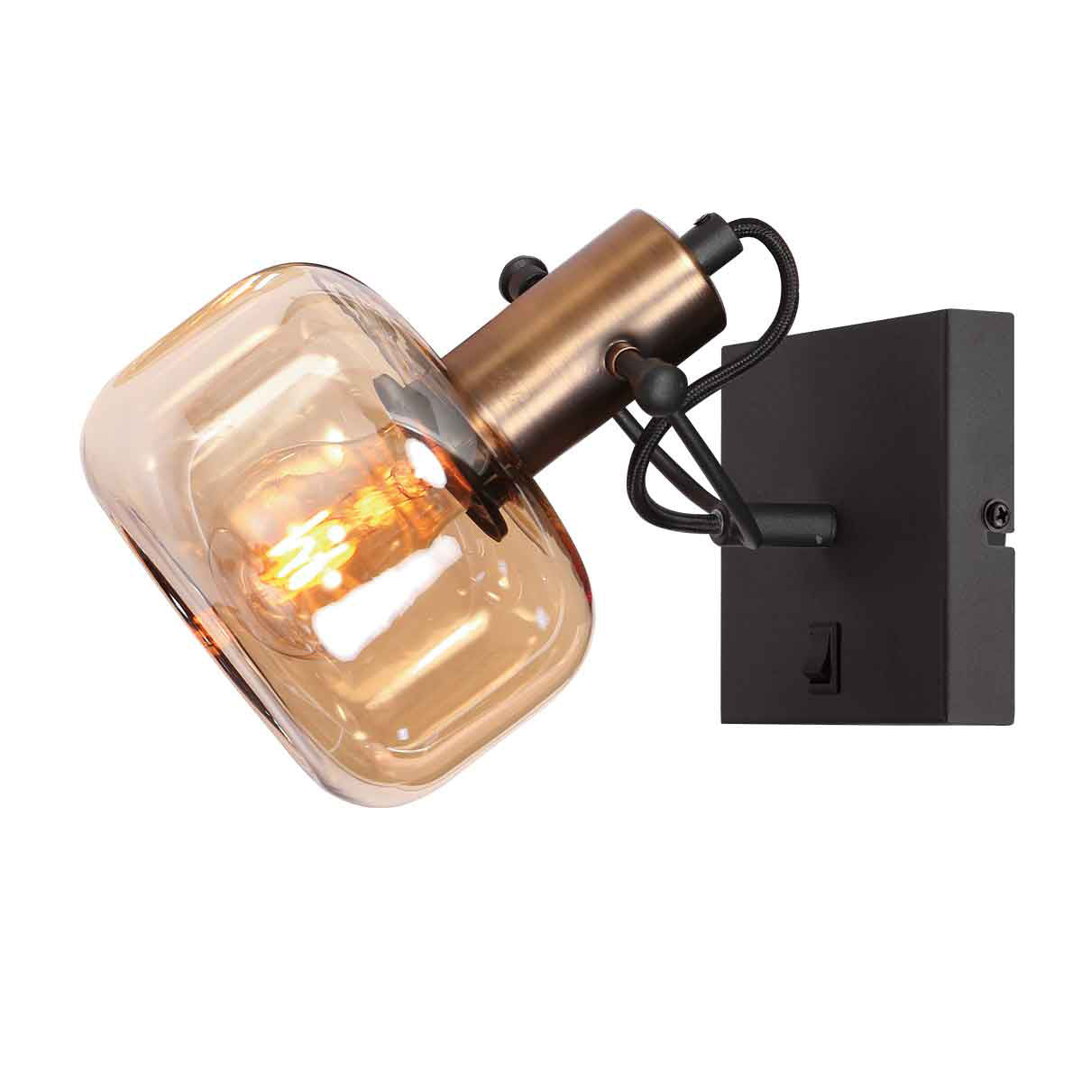 Applique murale Glaslic 3864BR bronze avec verre ambré