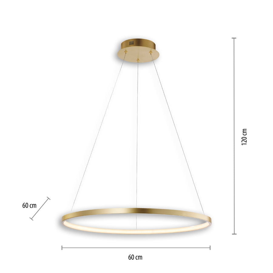 Suspension Circle dorée, L 60 cm