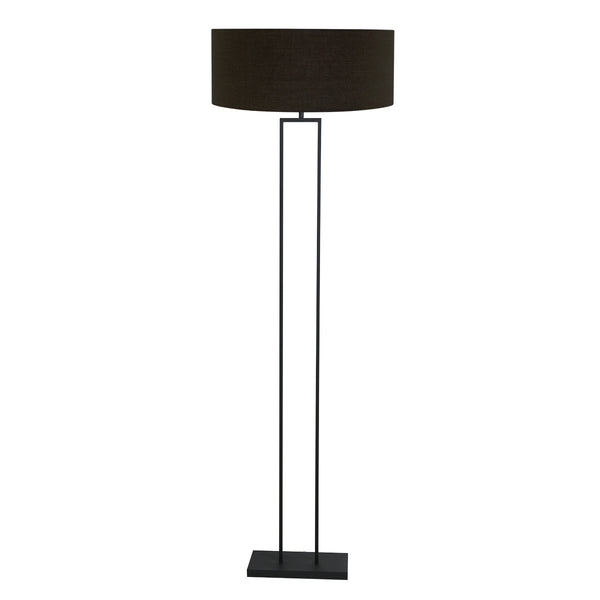 Lampadaire noir Stang 3962ZW avec douille E27 et abat-jour en lin noir à intérieur doré