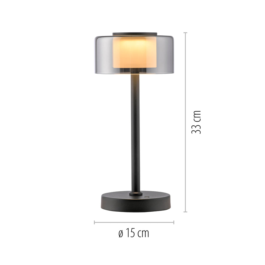 Lampe à poser Rika noire, verre, L 15 cm