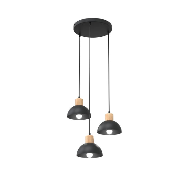 Suspension Seco 3 lumières noire, Premium