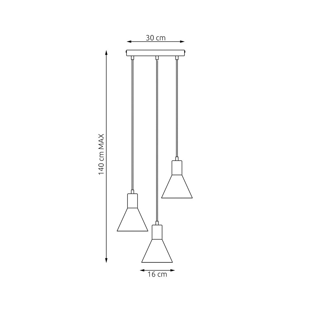 Suspension Rosa 3 lumières noire, Premium