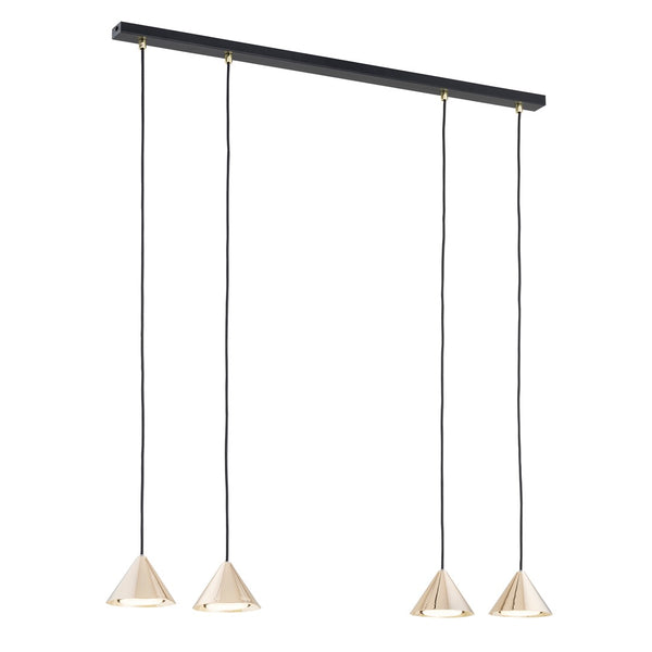 Suspension Elit 4 lumières noire et dorée