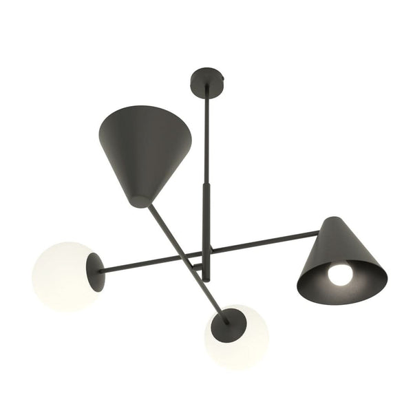 Suspension Hermes 4 lumières noire