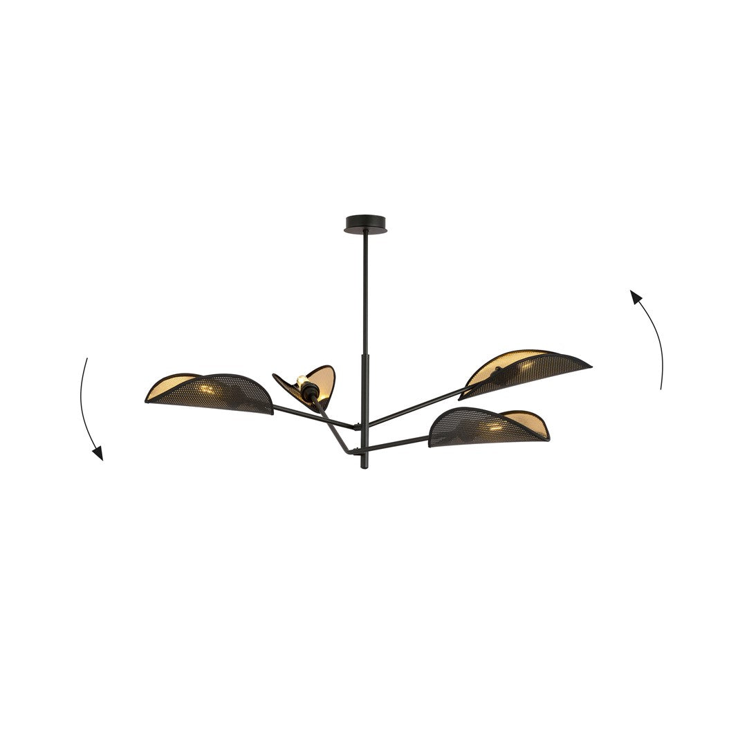 Plafonnier Vene 4 lumières noir et doré