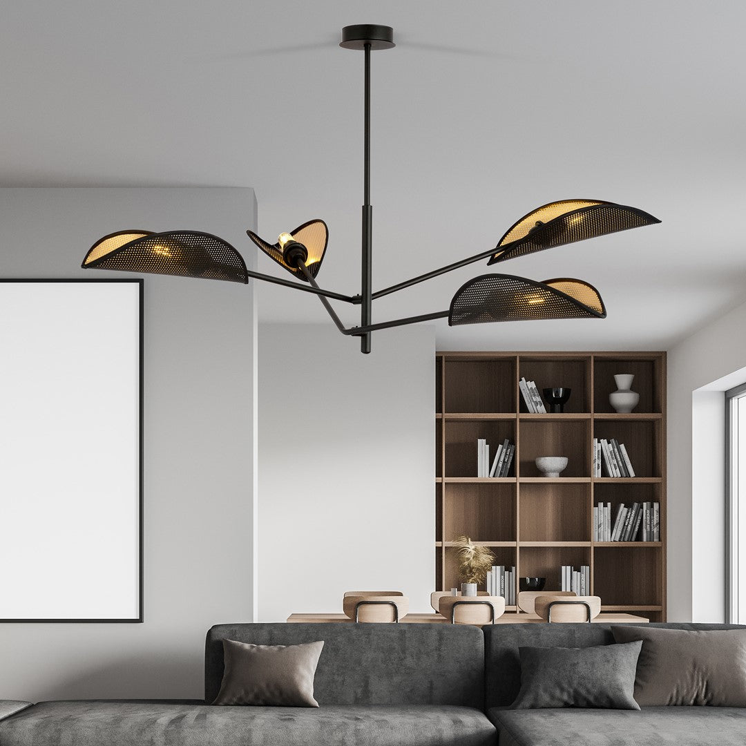 Plafonnier Vene 4 lumières noir et doré