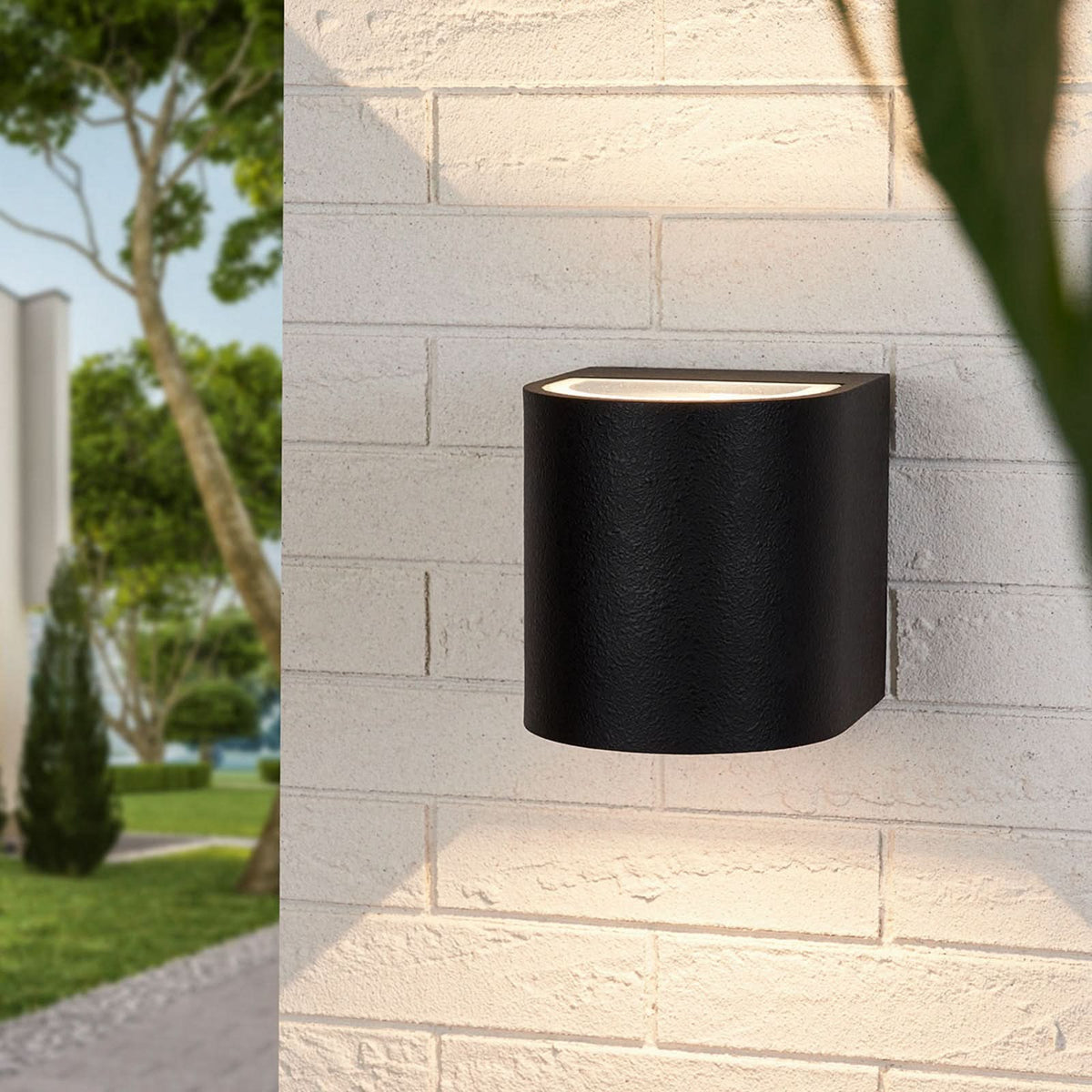 Applique d'extérieur LED Lenis en aluminium, noir, hauteur 15 cm, IP44, 3000 K, 6,7 W, largeur 14 cm, modèle 2