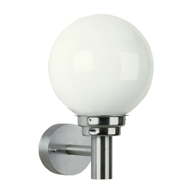 Applique d'extérieur 155 en verre, blanc et acier inoxydable, hauteur 31,5 cm, IP44