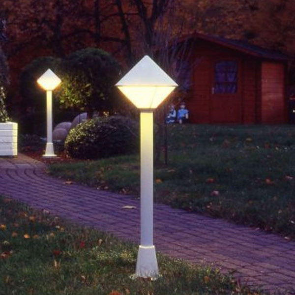 Borne lumineuse d'extérieur 177 en verre, blanc, hauteur 95 cm, IP44