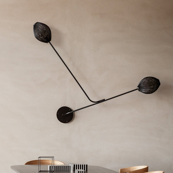 Applique murale Satellite en acier, noir, 2 lumières, hauteur 128 cm
