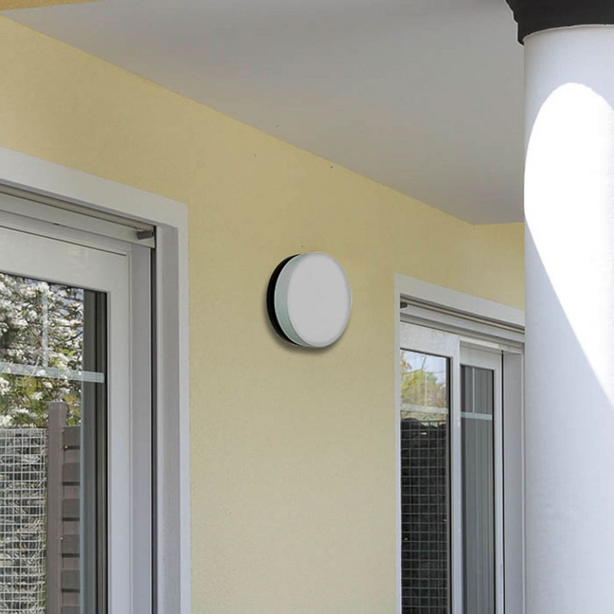 Applique d'extérieur LED 6309 en verre, anthracite et blanc, Ø 31 cm, IP65