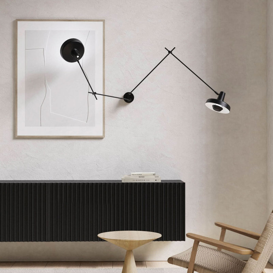 Applique murale Arigato en aluminium, noir, 2 lumières, Ø 23 cm