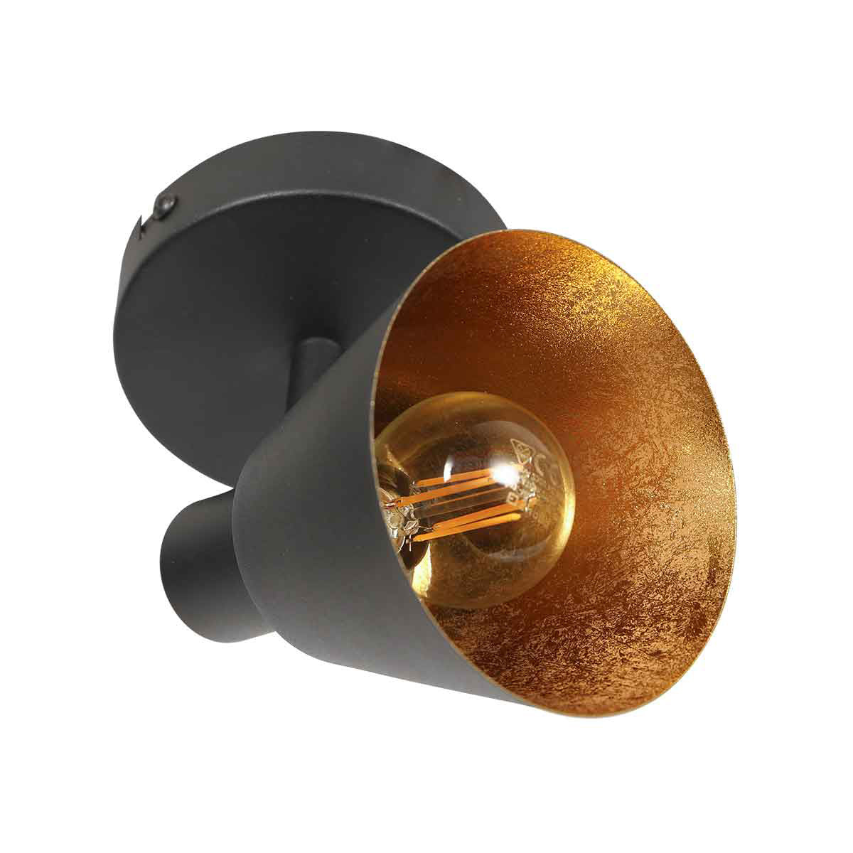 Spot / applique murale 1 lumière Oeroe 4113ZW noire avec douille E14