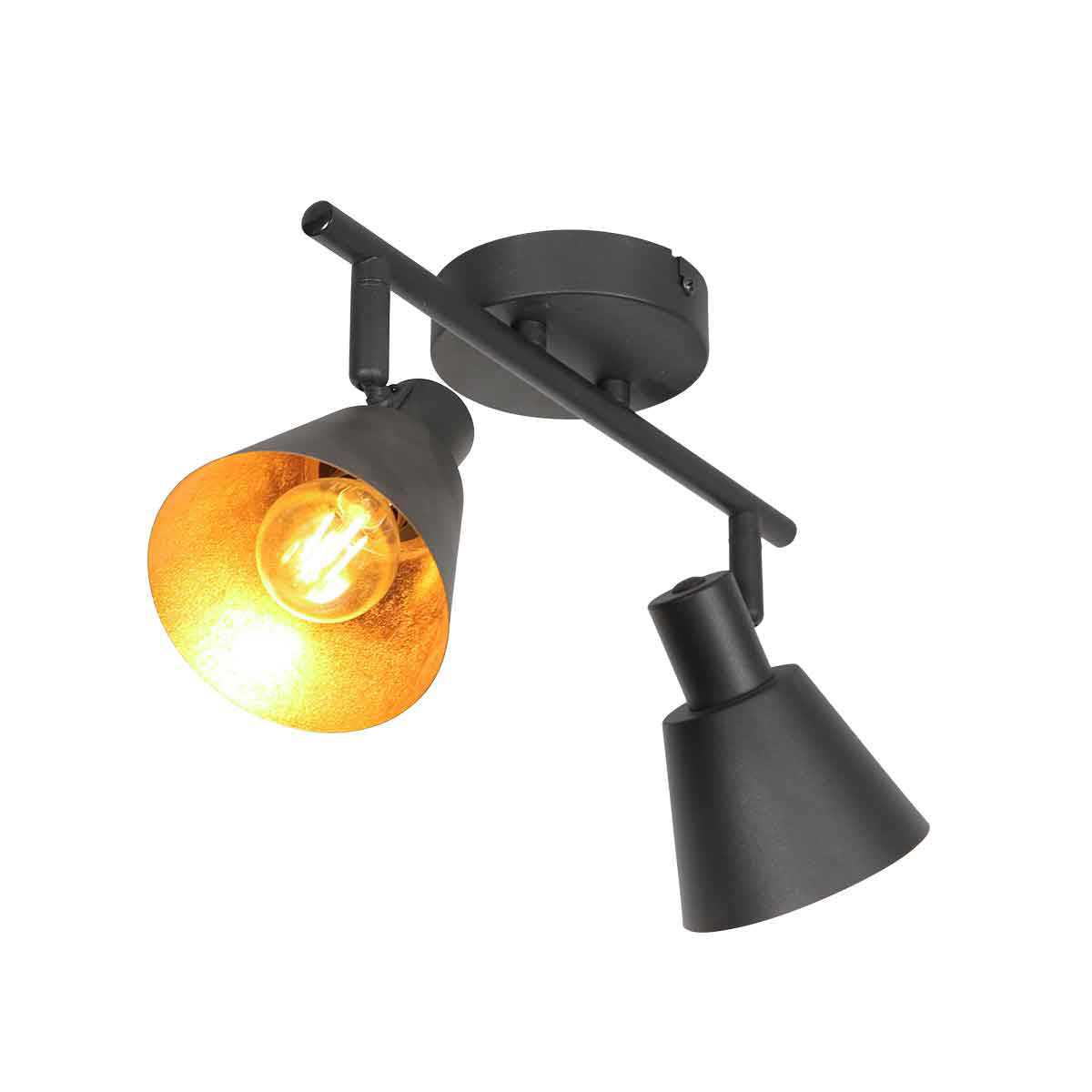 Spot noir à 2 lampes Oeroe 4114ZW avec culots E14
