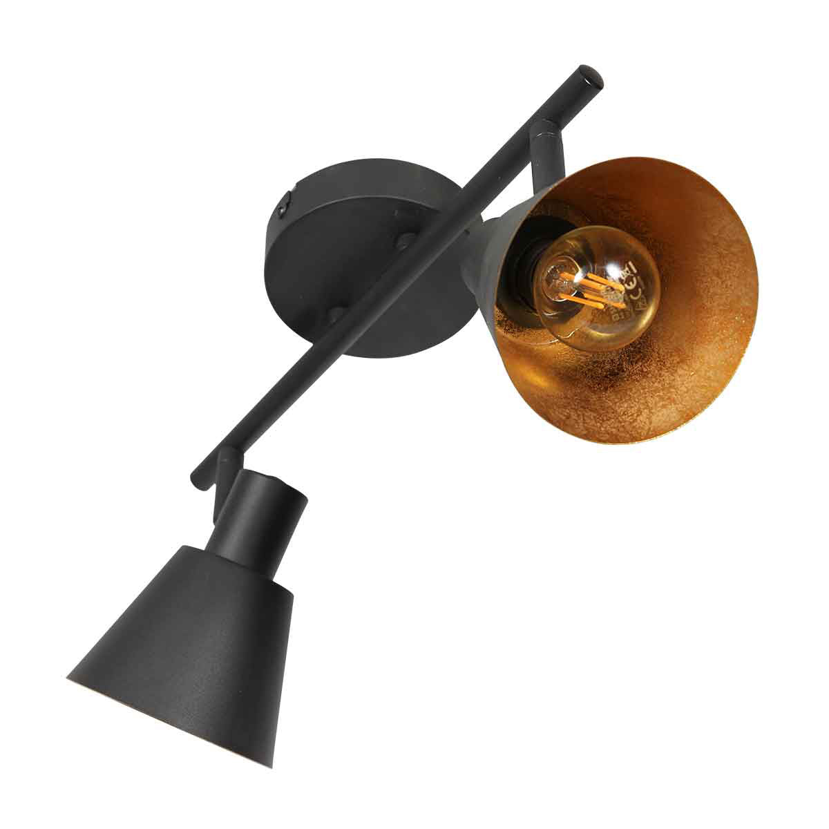 Spot noir à 2 lampes Oeroe 4114ZW avec culots E14