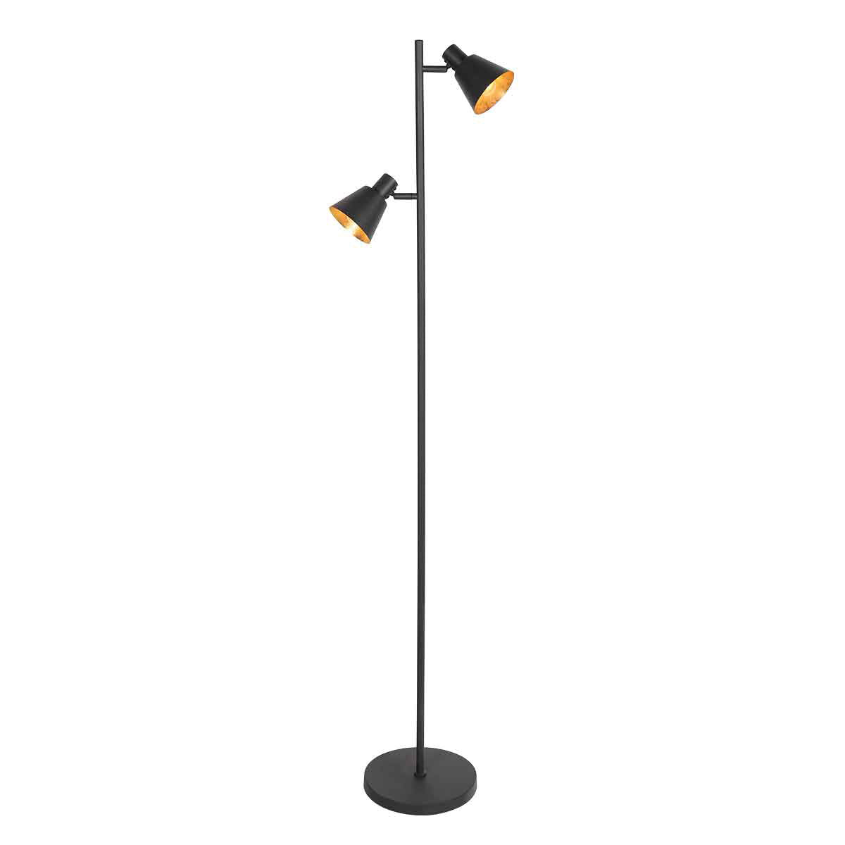 Lampadaire noir à 2 lampes Oeroe 4117ZW avec culots E14