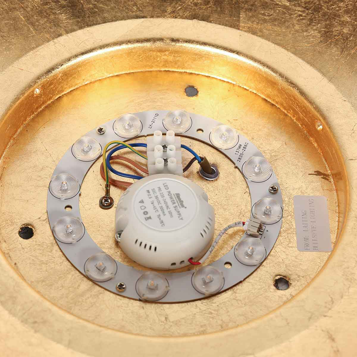 Plafonnier Brotke 4127ZW noir et doré dimmable en 3 étapes