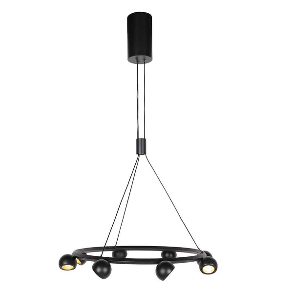 Suspension ronde noire à 8 lampes Marcadore Ø60 cm