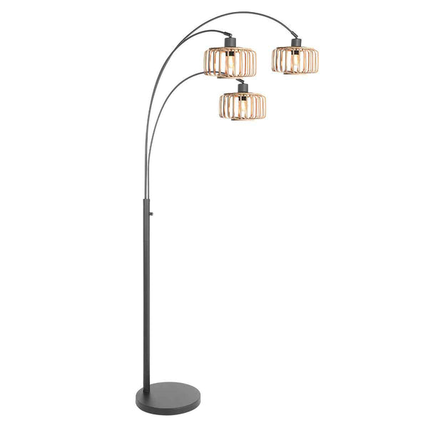 Lampadaire 3 lumières Sparkled Light 4148ZW avec abat-jours en bambou naturel