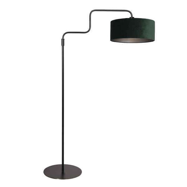 Lampadaire noir Bloeba 4165ZW avec abat-jour en velours vert