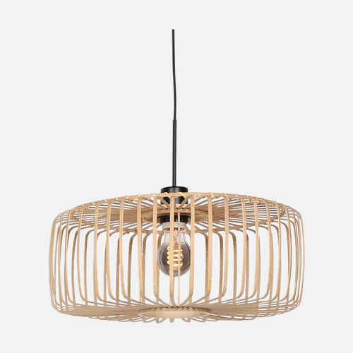Suspension bambou naturel Ø 50 cm, abat-jour tambour E27 | Sparkled Bambou