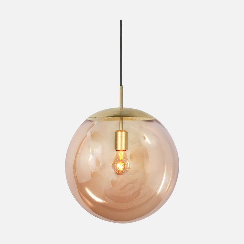 Suspension globe doré en verre ambré Ø 40 cm, salle à manger | Bollique