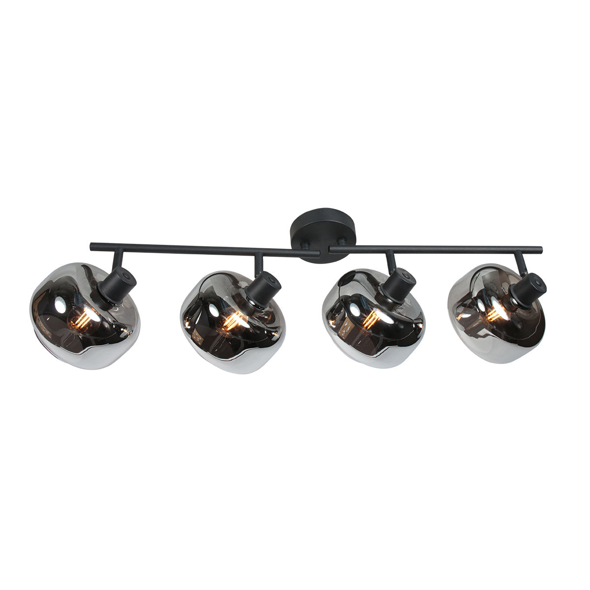 Spot de plafond noir à 4 lampes Tenebris 4211ZW – éclairage élégant avec verre fumé