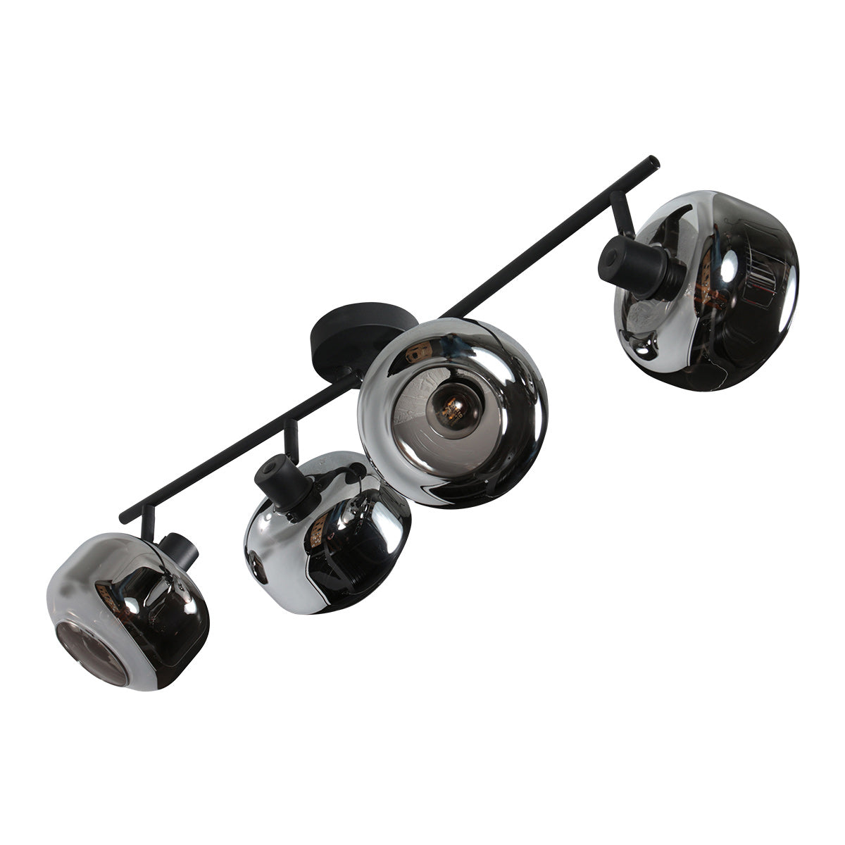 Spot de plafond noir à 4 lampes Tenebris 4211ZW – éclairage élégant avec verre fumé