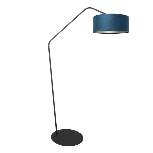 Lampadaire noir Zig-Zag 4248ZW avec abat-jour en velours bleu – design unique et utilisation fonctionnelle