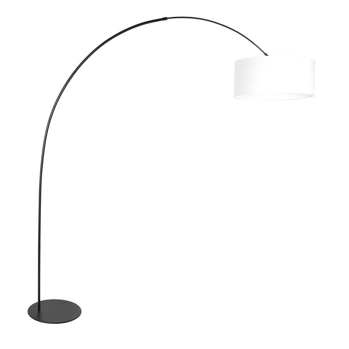 Lampadaire noir Curve 4267ZW avec abat-jour en lin blanc grossier – design unique et utilisation fonctionnelle