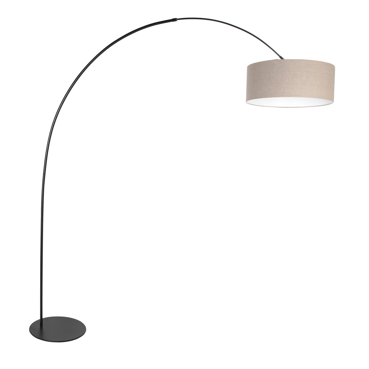 Lampadaire noir Curve 4268ZW avec abat-jour en lin gris grossier – design unique et usage fonctionnel