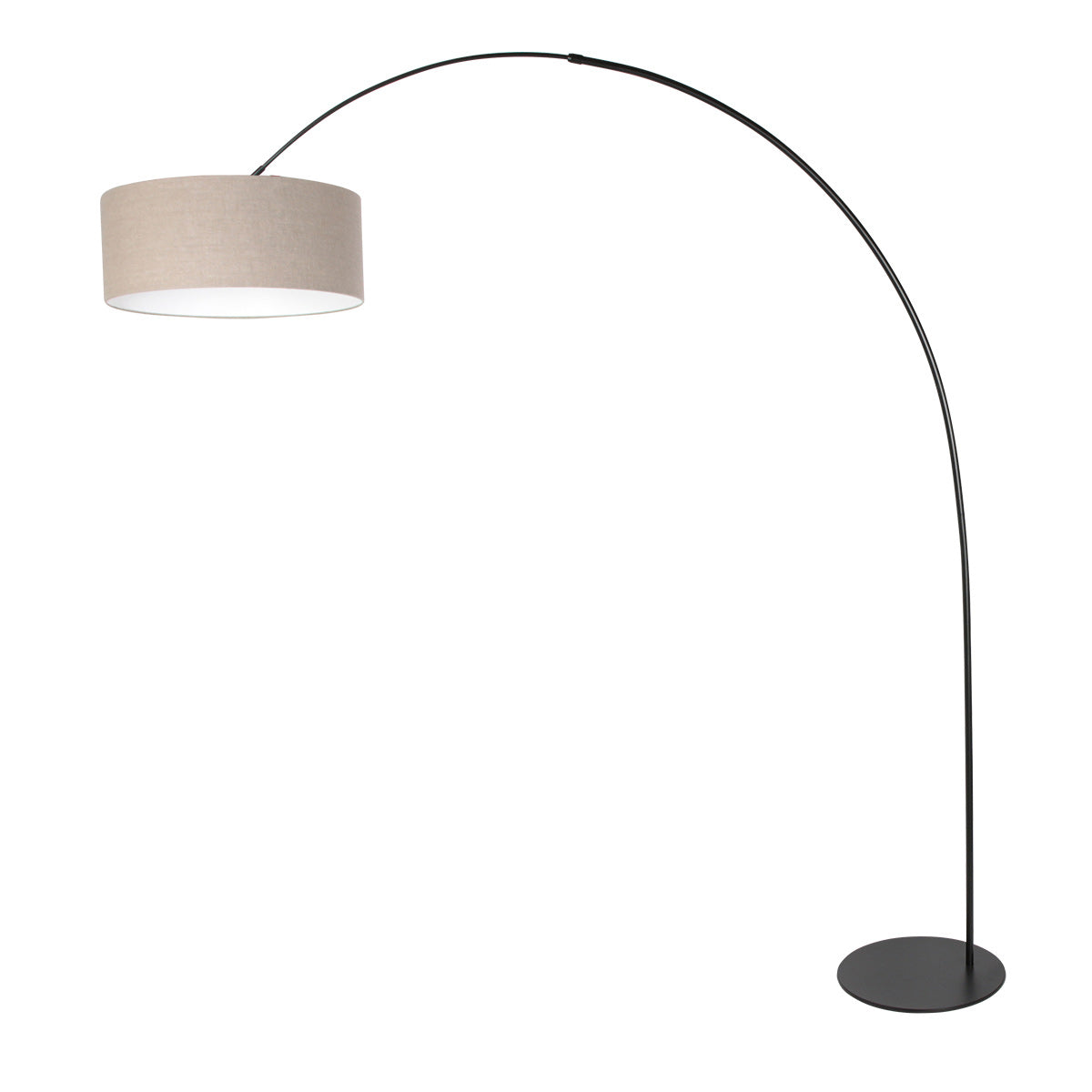 Lampadaire noir Curve 4268ZW avec abat-jour en lin gris grossier – design unique et usage fonctionnel