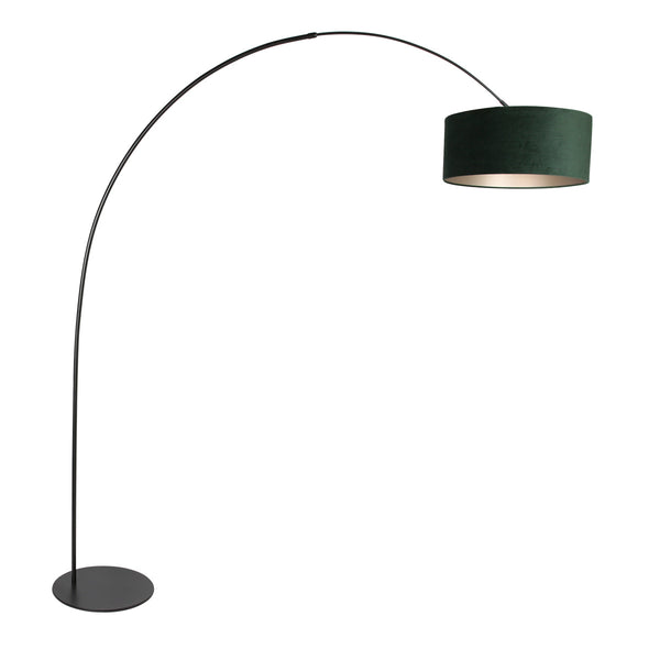Lampadaire noir Curve 4269ZW avec abat-jour en velours vert – design unique et utilisation fonctionnelle