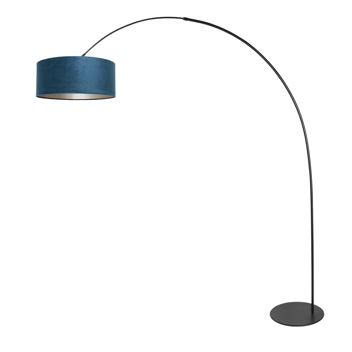 Lampadaire noir Curve 4271ZW avec abat-jour en velours bleu – design unique et utilisation fonctionnelle