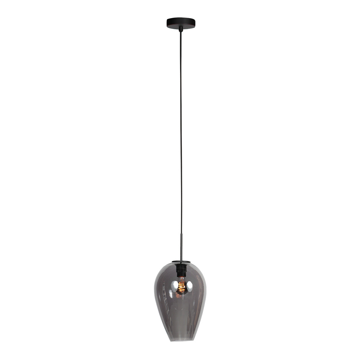 HaloSwap 4289ZW – Suspension noire avec verre fumé en forme de goutte de Ø22,5 cm