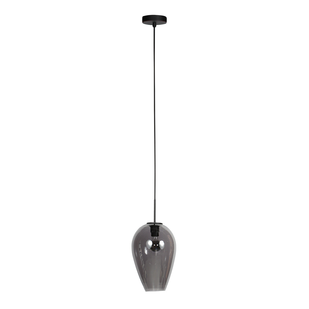 HaloSwap 4289ZW – Suspension noire avec verre fumé en forme de goutte de Ø22,5 cm