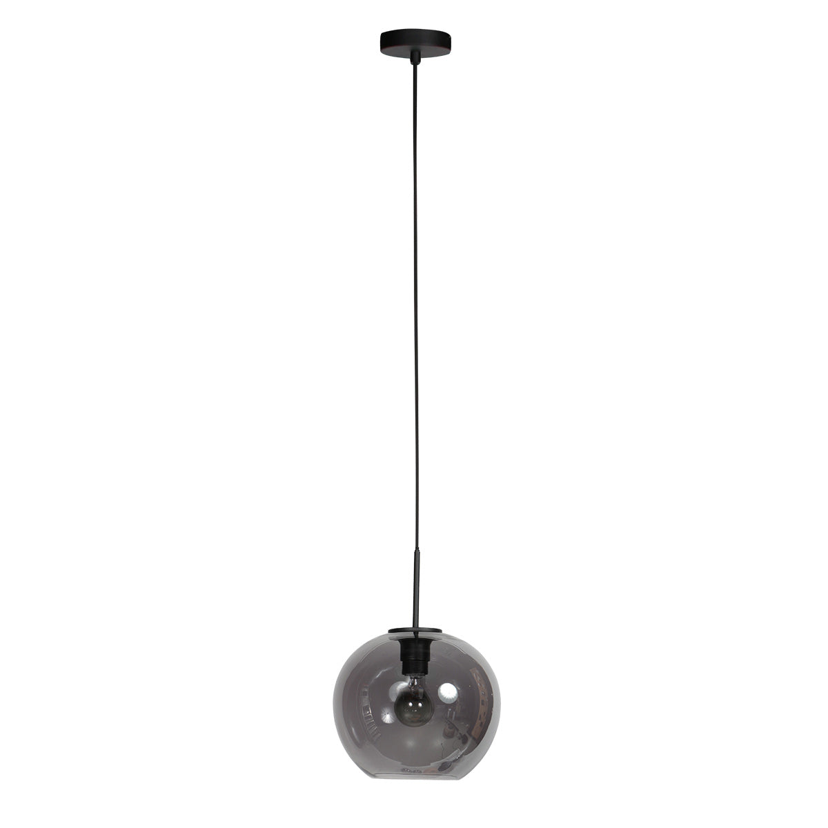 HaloSwap 4293ZW – suspension noire avec globe sphérique en verre fumé d'un diamètre de 25 cm