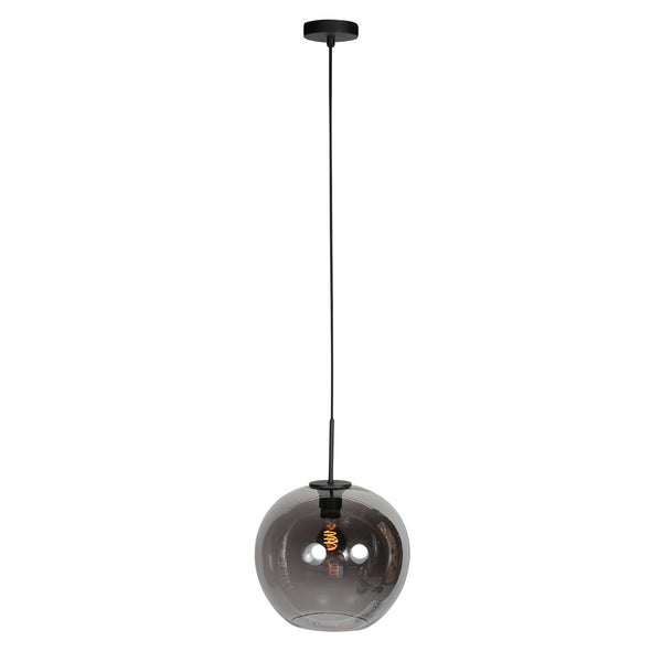 HaloSwap 4294ZW – Suspension noire avec globe en verre fumé Ø30 cm