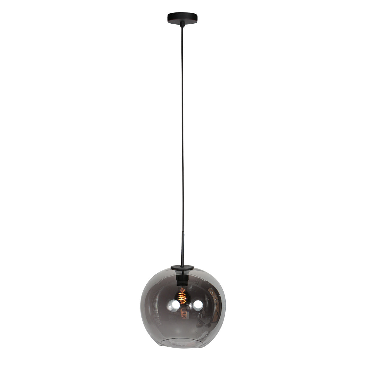 HaloSwap 4294ZW – Suspension noire avec globe en verre fumé Ø30 cm