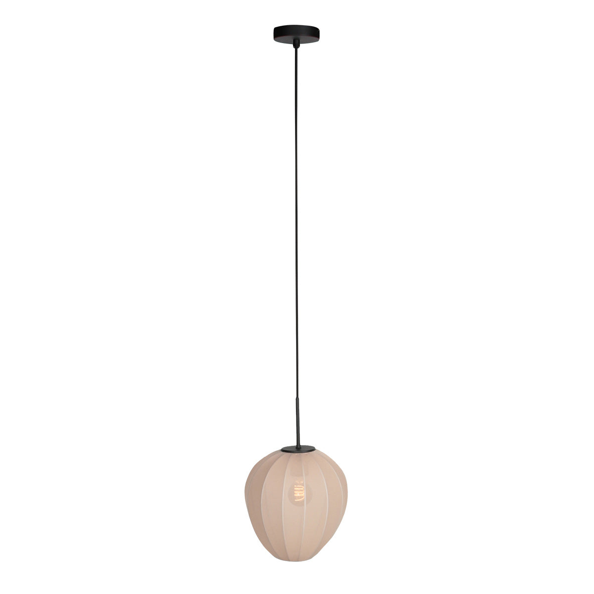 HaloSwap 4298ZW – Suspension noire avec abat-jour en lin translucide d'un diamètre de 25 cm