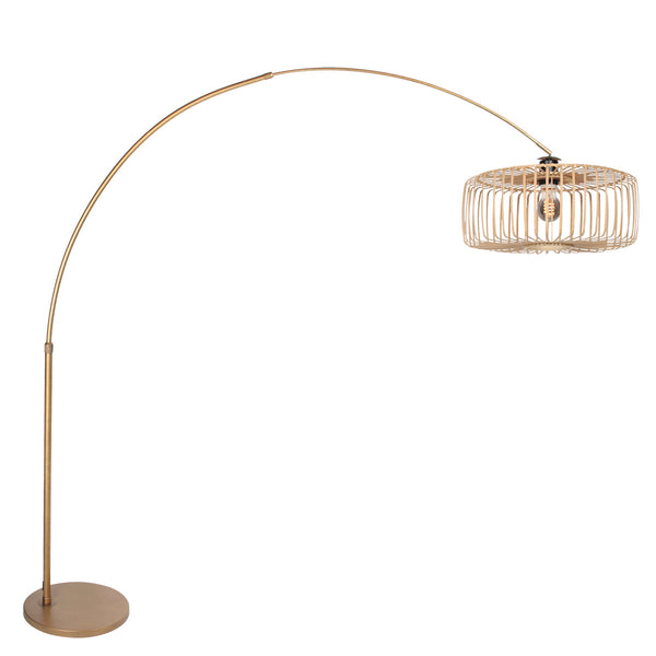 Lampadaire arqué de couleur bronze Sparkled Light 4310BR – Éclairage élégant avec abat-jour en bambou