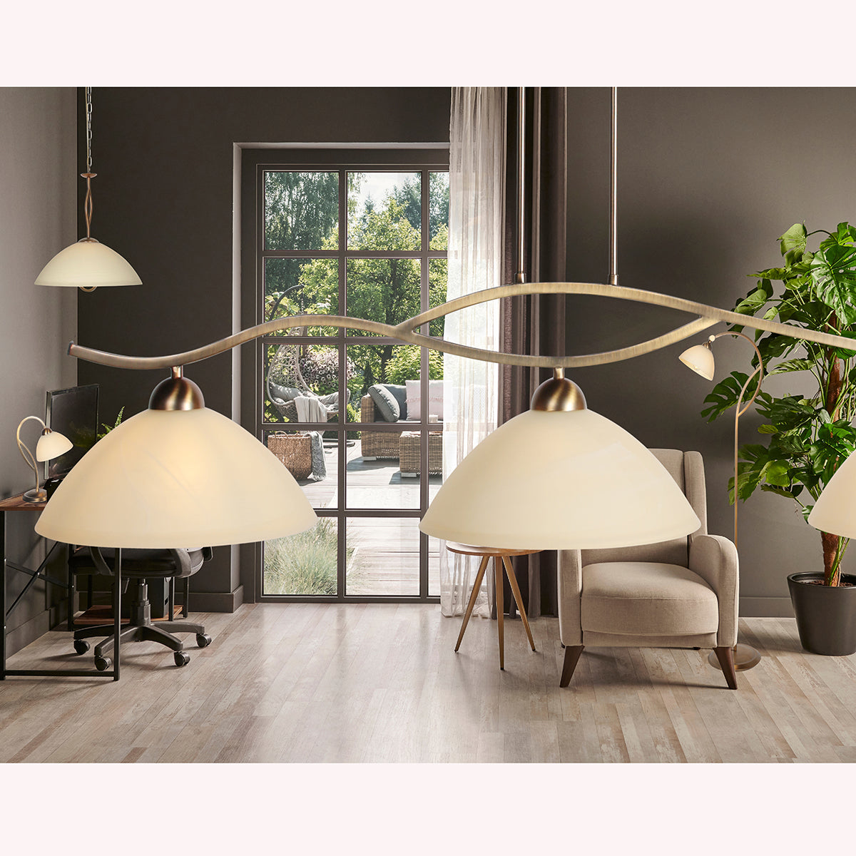 Suspension barre Anthéa, verres ambrés bronze – vue 2 – Designix.fr