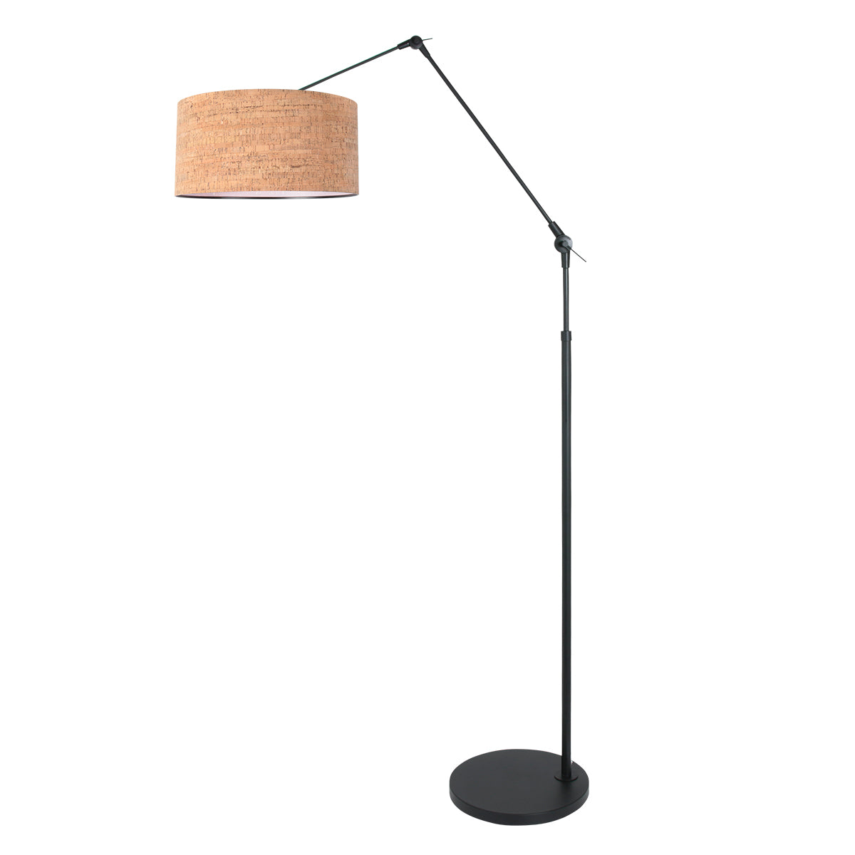 Lampadaire arc liseuse abat-jour liège Korvik – vue 2 – Designix.fr